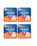Always Classic Normal Size 1 Regular Absorbency Unscented with Wings, -Pack of 4