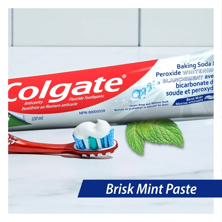 Colgate Baking Soda and Peroxide Whitening Toothpaste, Brisk Mint, 5 pk./8 oz.