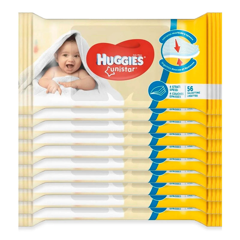 Huggies Unistar Wet Baby Wipes, 56 Wipes Per Pack (10 Packs) 560 Wipes Total