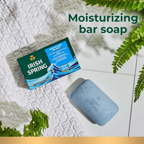 Irish Spring Moisture Blast Deodorant Bar Soap, 3.7oz, -Pack of 3