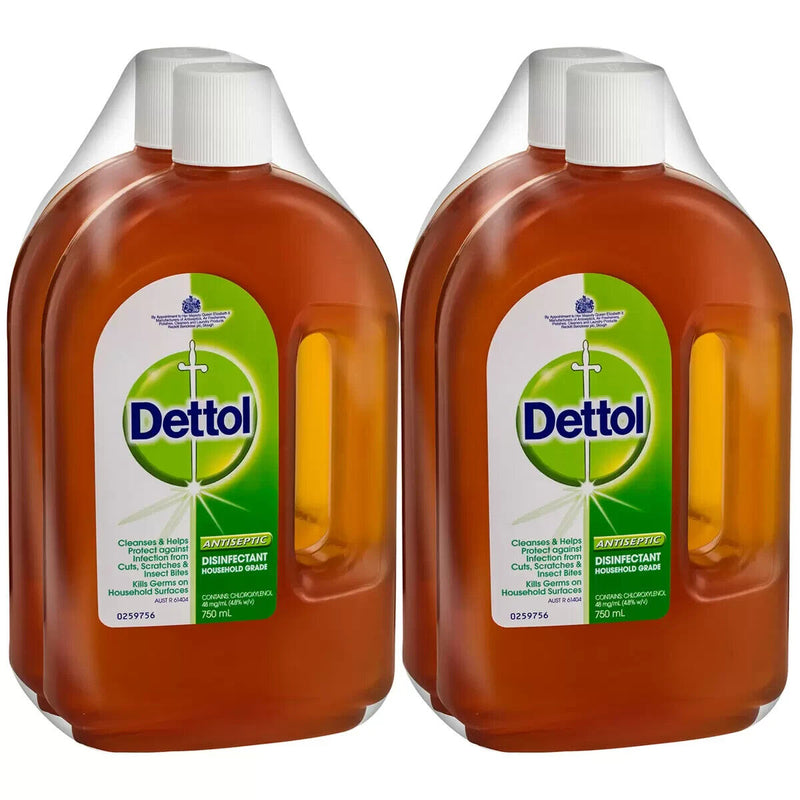 Dettol Antiseptic Disinfectant Liquid 750ml - Pack of 4