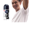 Nivea Men, Black & White, Invisible Original, 48 Hours Antiperspirant Deodorant Roll on 50ml -Pack of 6