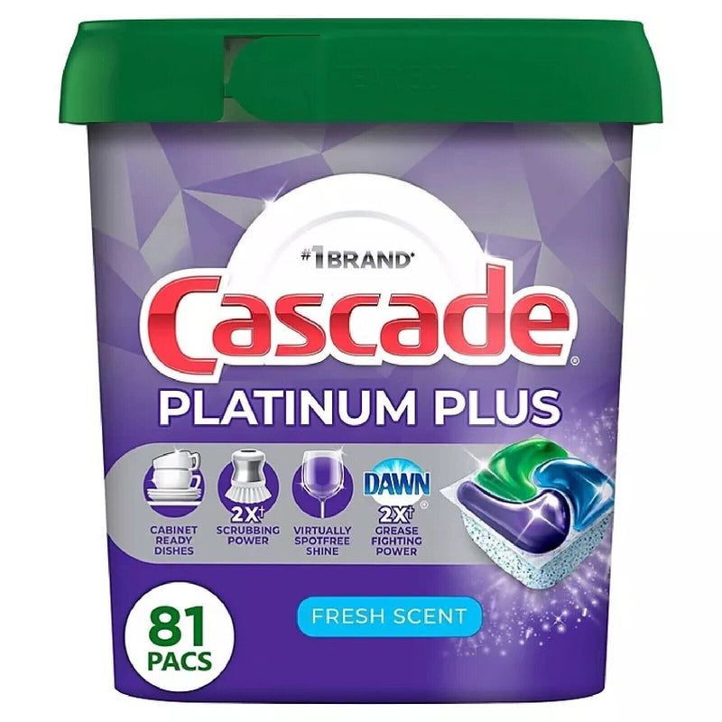 Cascade Platinum Plus ActionPacs Dishwasher Detergent Pods Fresh Scent (81 Ct)