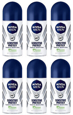 Nivea Men Sensitive Protect 48 Hours Anti-Perspirant Deodorant Roll On 50ml - Pack of 6