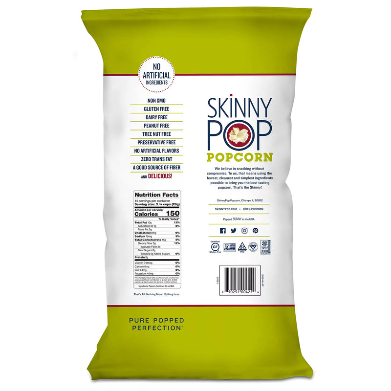 Skinny Pop Original Popcorn, Value Size 14 oz