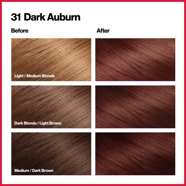 Revlon Colorsilk Beautiful Color Permanent Hair Dye With Keratin, Ammonia Free, 31 Dark Auburn (Pack of 3)