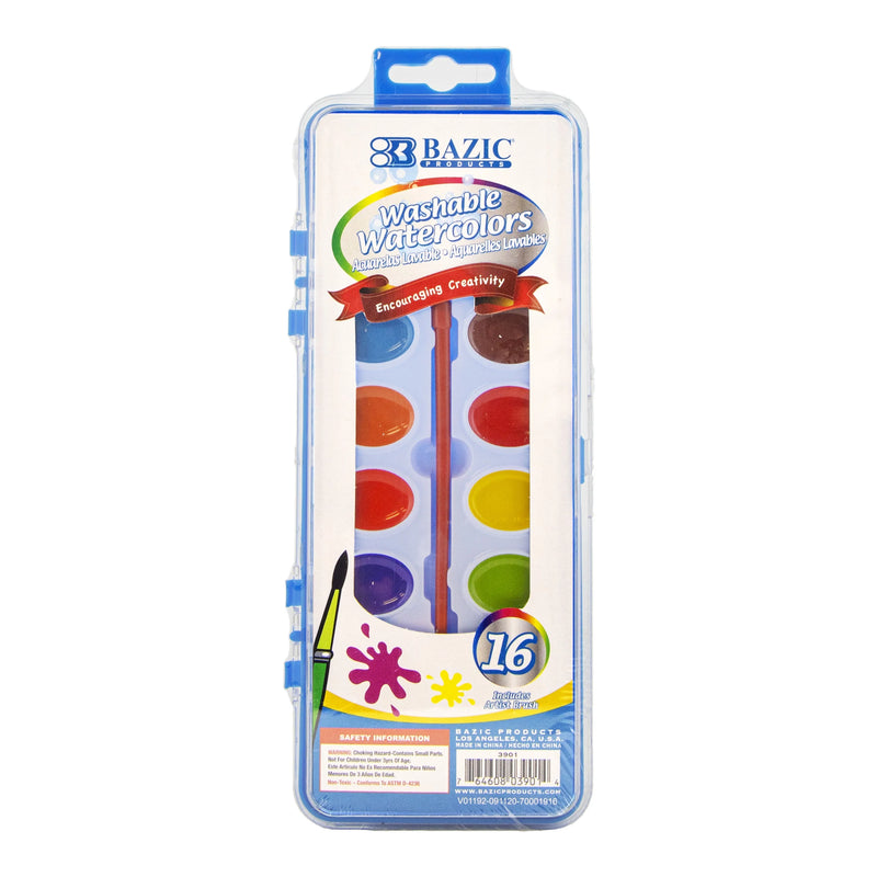 Bazic Semi-Moist Watercolor with Brush 16 Colors