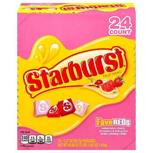 Starburst FaveReds Fruit Chews 2.07oz, (24 Per Box)