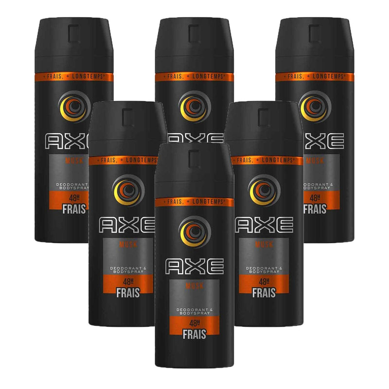 håndflade Perseus Plakater Axe Body Spray Musk 150ml - Pack of 6