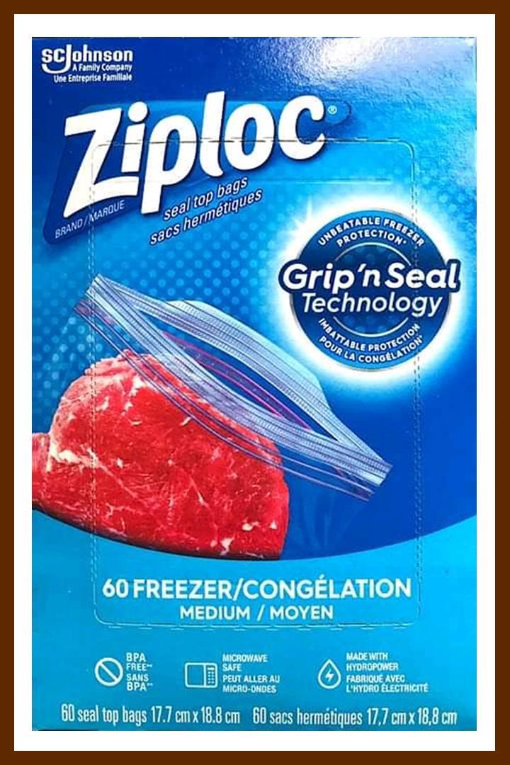 Ziploc Grip'n Seal Top Freezer Bags, Size Medium (60 bags), Large (50 bags)