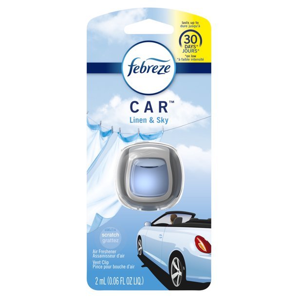 Febreze Car Odor-Eliminating Air Freshener, Linen & Sky - Pack of 2