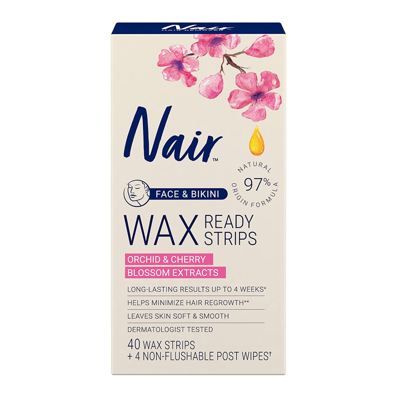 Nair Face & Bikini Hair Remover Wax Ready Strips 40 CT