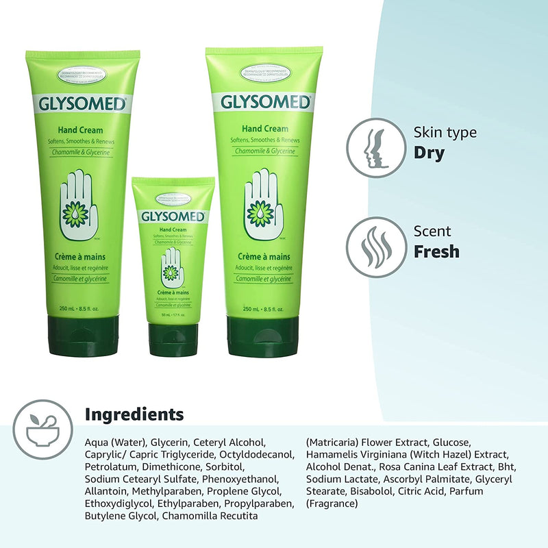 Glysomed Hand Cream Combo Pack (2 X Large Tube 8.5 Fl Oz + 1 X Purse Size 1.7 Fl Oz)