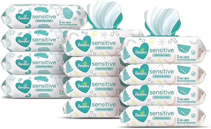 Pampers Pop Top Baby Wipes Sensitive 52 x 12 = 624 Wipes