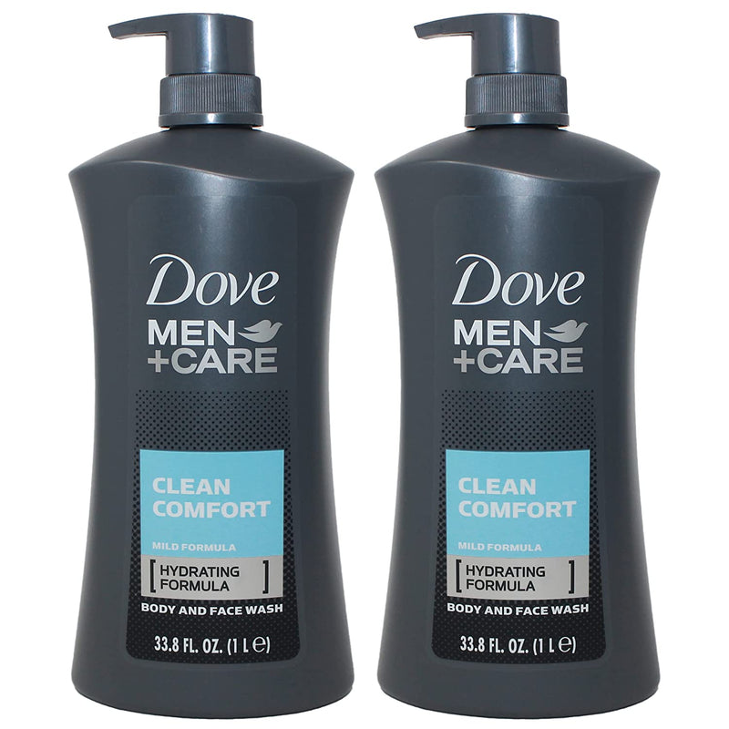 Dove Men + Care Clean Comfort Body & Face Wash With Pump 33.8oz/1 Liter - Pack of 2