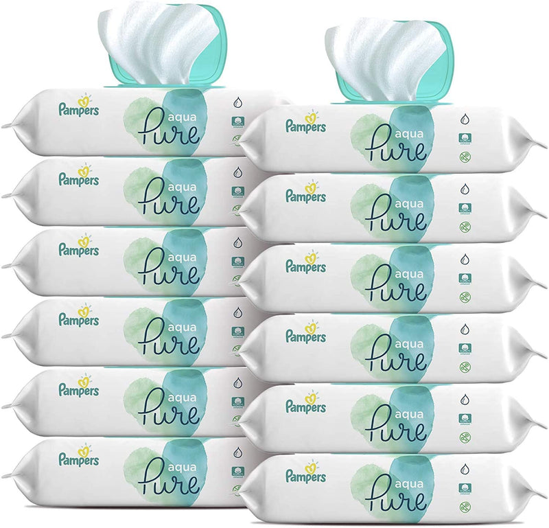 Pampers Aqua Pure Sensitive  Hypoallergenic and Unscented, 12x Pop-Top Packs, 672 Count