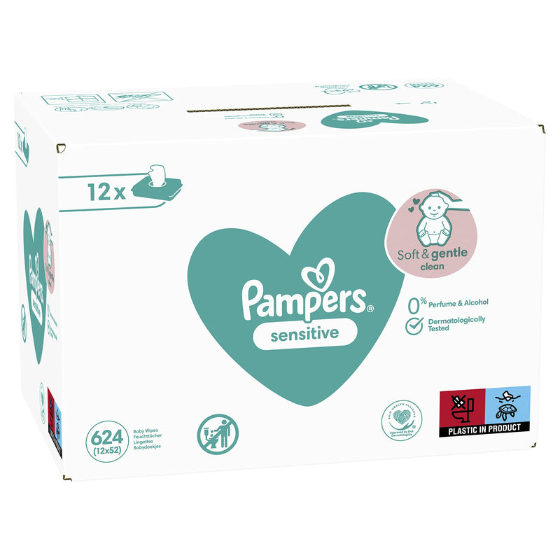 Pampers Pop Top Baby Wipes Sensitive 52 x 12 = 624 Wipes