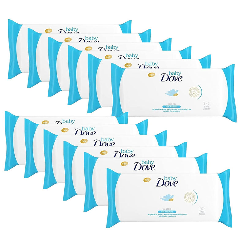 Dove Baby Wipes Rich Moisture, 50 Wipes (12 Pack)