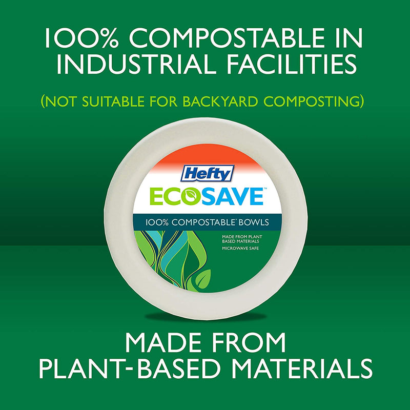 Hefty Ecosave 100% Compostable 16 Ounce Bowls - 25 Count
