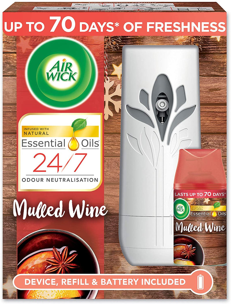 Air Wick Freshmatic Autospray Kit with Essential Oils, Mulled Wine Fragance, 250ml