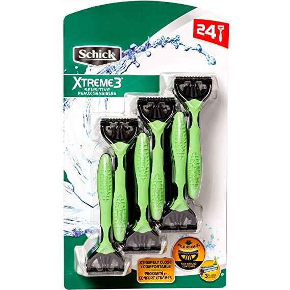 Schick Xtreme 3 Blade Sensitive Disposable Razors With Vitamin E & Aloe - 24 Count