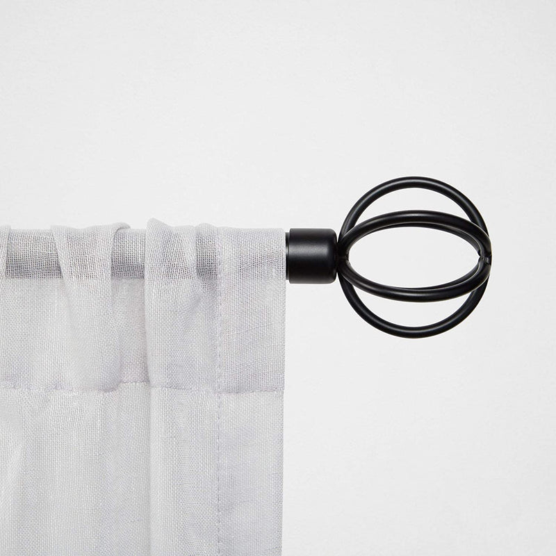 Window Curtain Rod Black ¾” Diameter, Length 66"- 120"