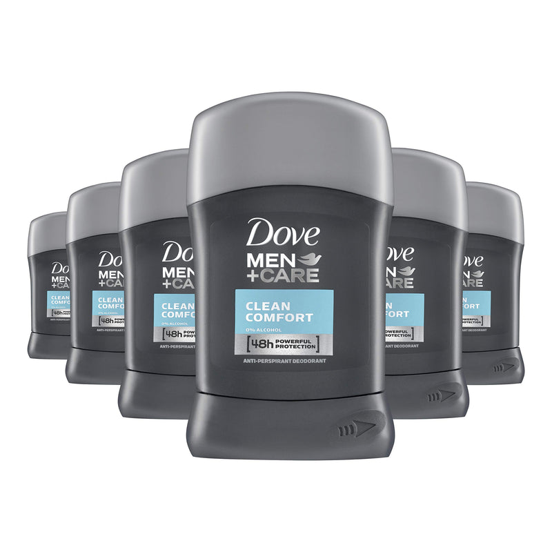 Dove Men + Care Clean Comfort 48 Hr Anti-Perspirant Deodorant 50ml - Pack of 6