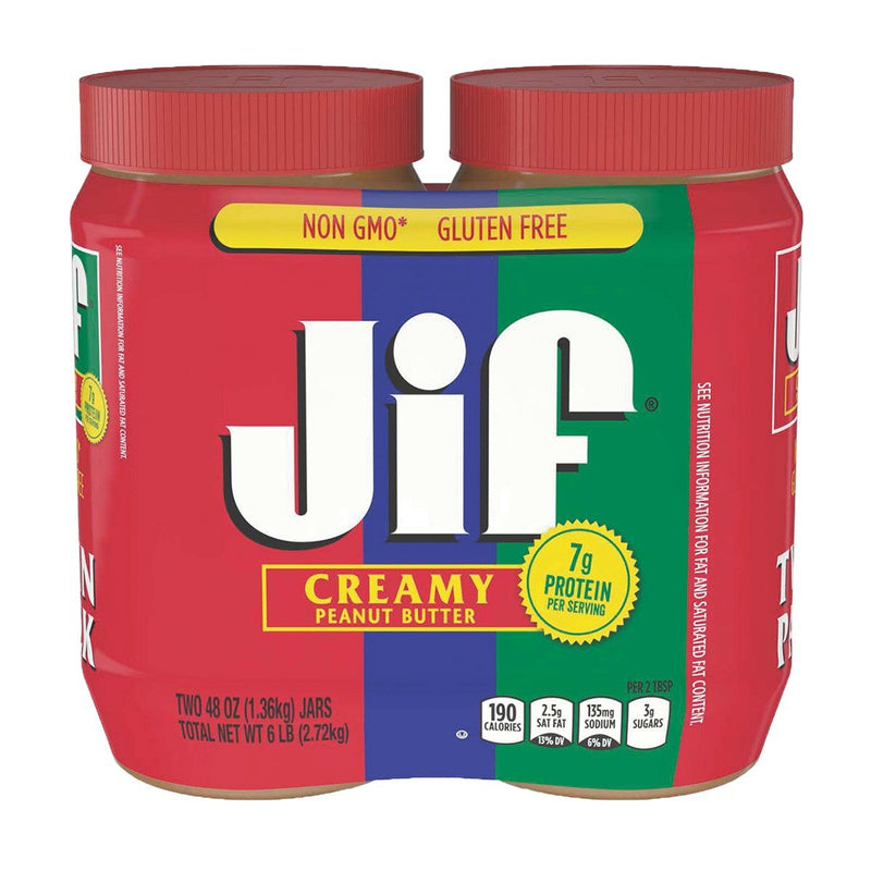 Jif Creamy Peanut Butter 48oz - Pack of 2