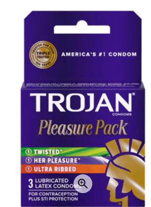Trojan Pleasure Pack Latex Condoms 3ct - Pack of 3