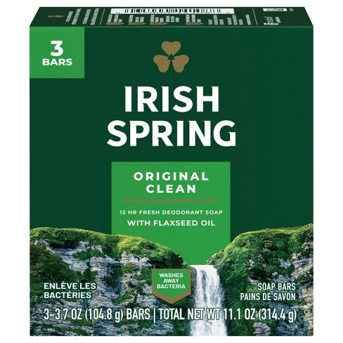 Irish Spring Original Clean Bar Soap 3.7oz - Pack of 3