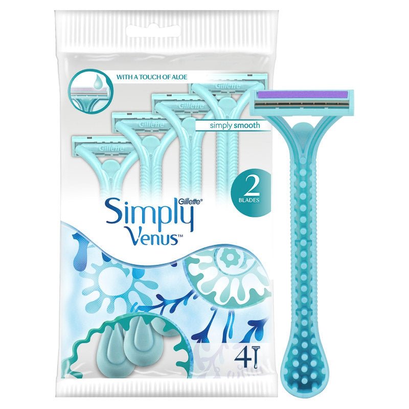 Gillette Simply Venus Disposable Razors With A Touch of Aloe, 4 Count (Pack of 2)