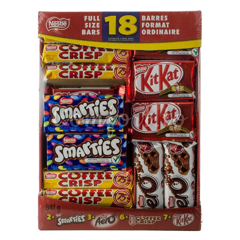 Nestle Full Size Bars - 24 Bars - 7 Kit Kat, 6 Coffee Crisp, 7 Aero, 4 Smarties (831 g) - Chocolate Bars