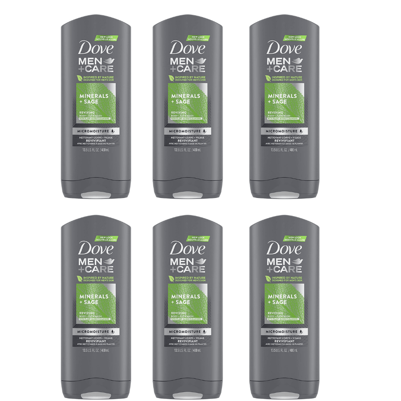 Dove Men+Care Body Wash Mineral+Sage 400ml - Pack of 6