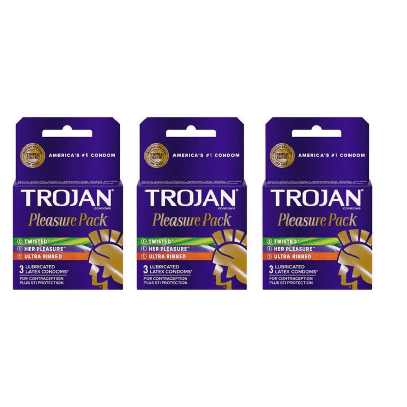 Trojan Pleasure Pack Latex Condoms 3ct - Pack of 3