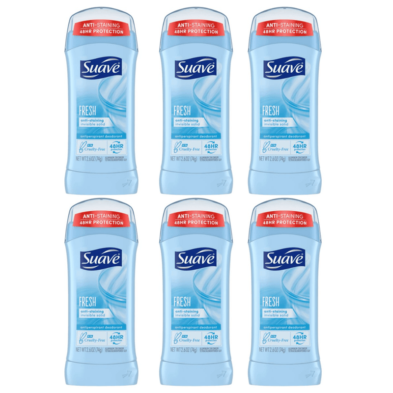 Suave Fresh Antiperspirant Deodorant, 2.6 oz, (Pack 6)