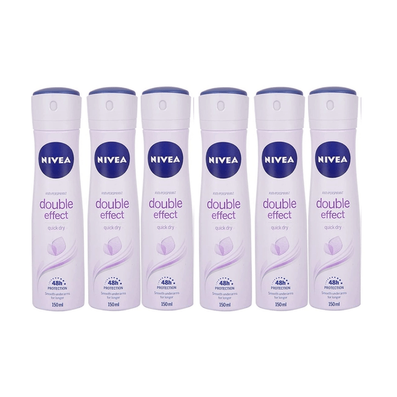 Nivea Double Effect Quick Dry, 48hr Freshness Spray Deodorant 150ml - Pack of 6