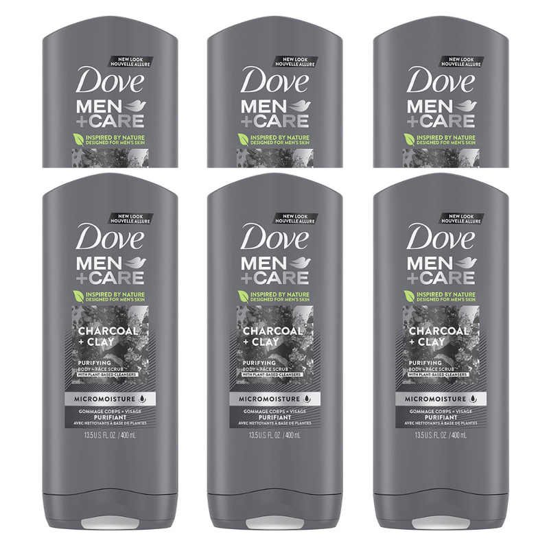 Dove Men+Care Body Wash Charcoal+Clay 400ml - Pack of 6