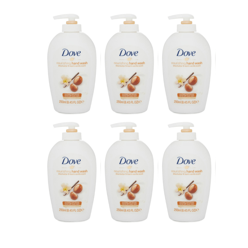 Dove Nourishing Hand Wash Shea Butter & Warm Vanilla Scent 250ml - Pack of 6