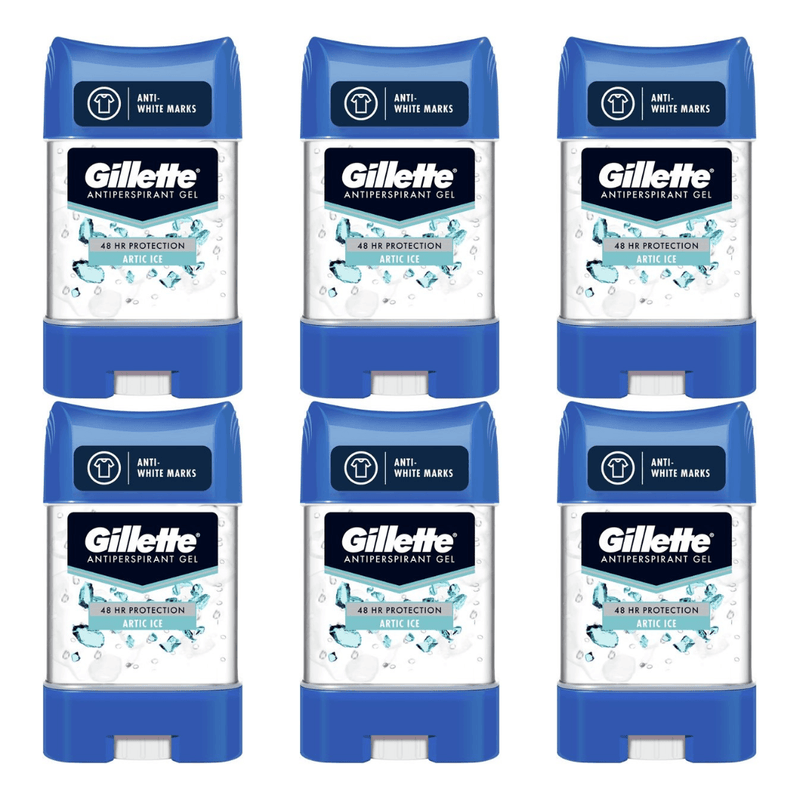 Gillette Antiperspirant Gel Deodorant, Artic Ice 70ml - Pack of 6