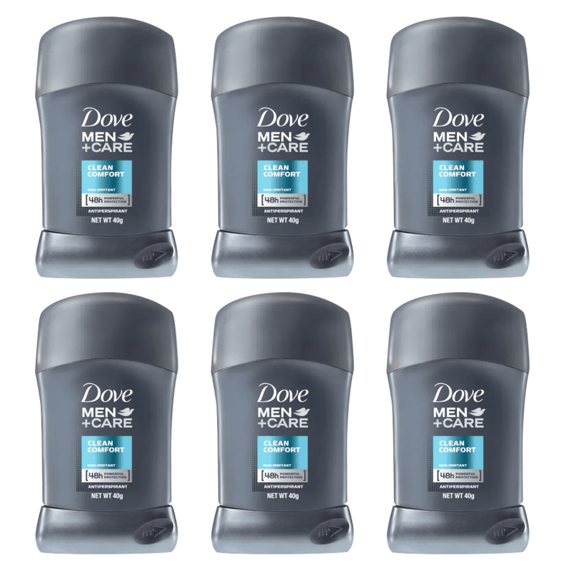 Dove Men+Care Antiperspirant Deodorant Stick Clean Comfort 40g - Pack of 6