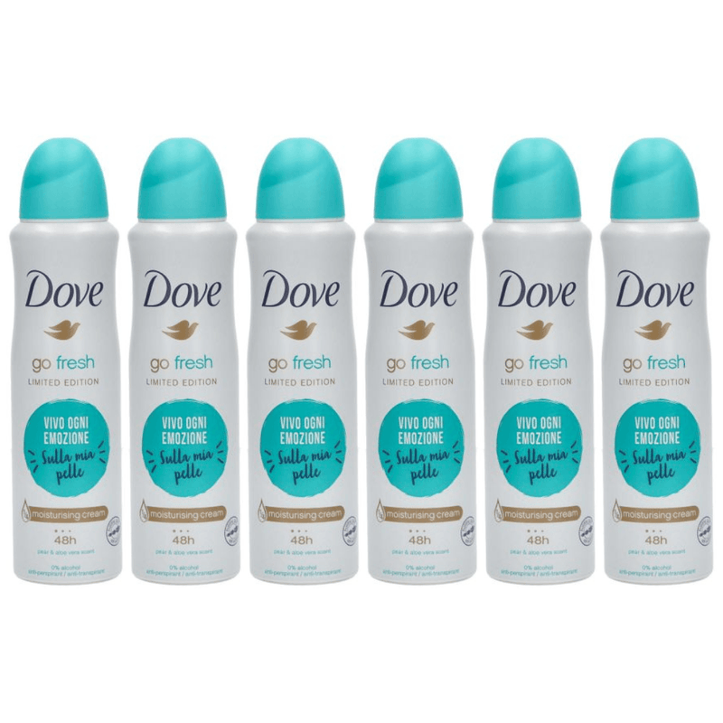 Dove Go Fresh Pear & Aloe Antiperspirant Deodorant Spray 150ml - Pack of 6