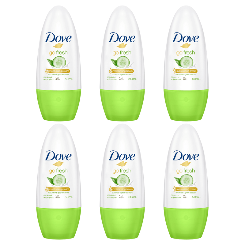 Dove Go Fresh Cucumber & Green Tea Scent Roll-On Anti-Perspirant Deodorant 50ml - Pack of 6