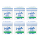 Johnson's Baby 200 Cotton Buds Each - Pack of 6