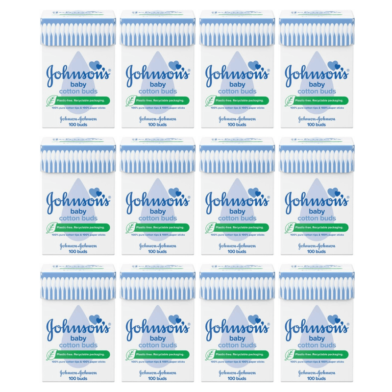 Johnson's Baby 100 Cotton Buds Each - Pack of 12