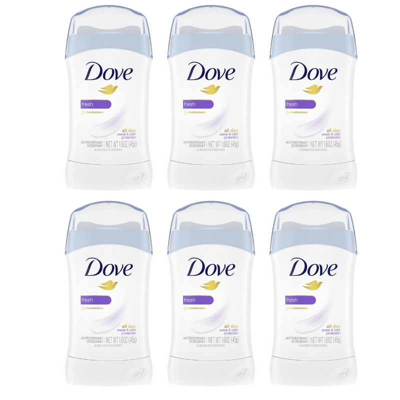 Dove Antiperspirant Deodorant Stick Fresh, 1.4oz - Pack of 6