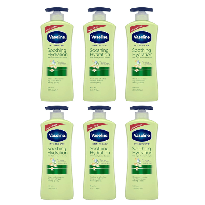 Vaseline Intensive Care Soothing Hydration Body Lotion Aloe With Pump 20.3 fl oz - Pack of 6