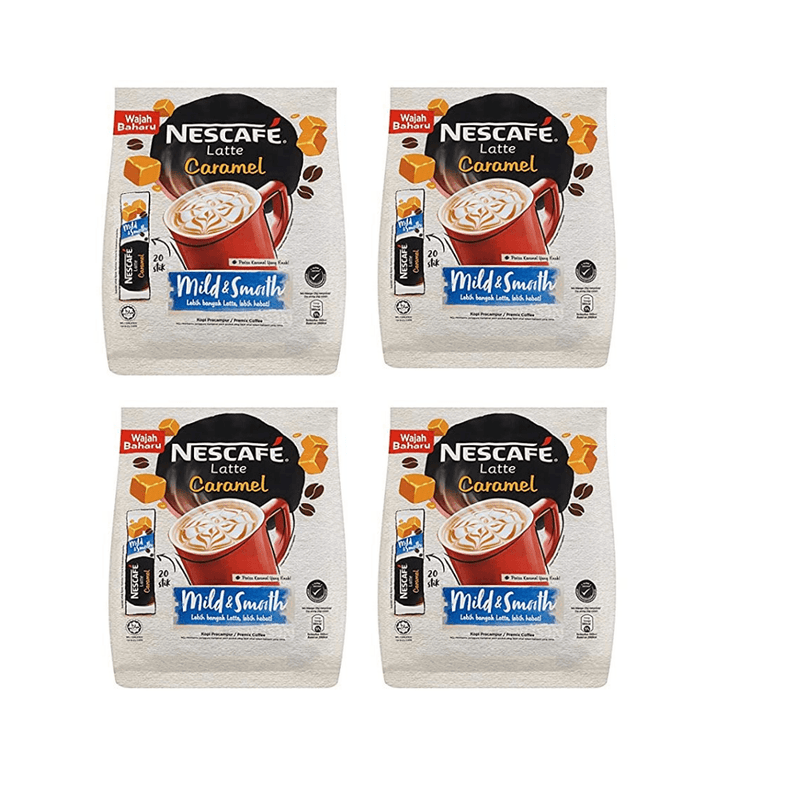 Nescafé Instant Coffee Latte Caramel Imported from Nestle Malaysia -Pack of 4