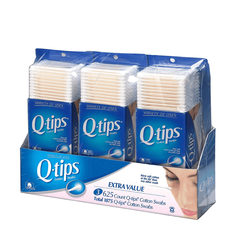Q-Tips Cotton Swabs, Club Pack 625 ct, (Pack of 3)