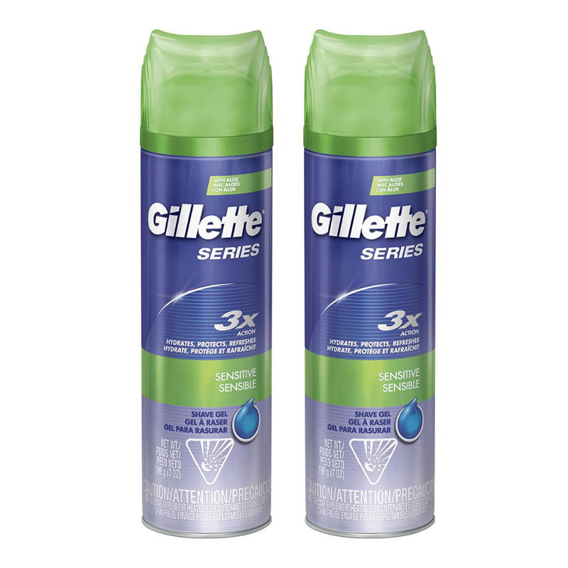 Gillette Series 3x Action Sensitive Shave Gel With Aloe 7oz - Pack of 2