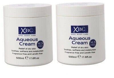 XBC Aqueous Cream Emollient 500ml Large Tub Relief for Dry Skin (PACK 2)